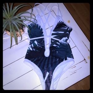 One piece palm themed swimsuit